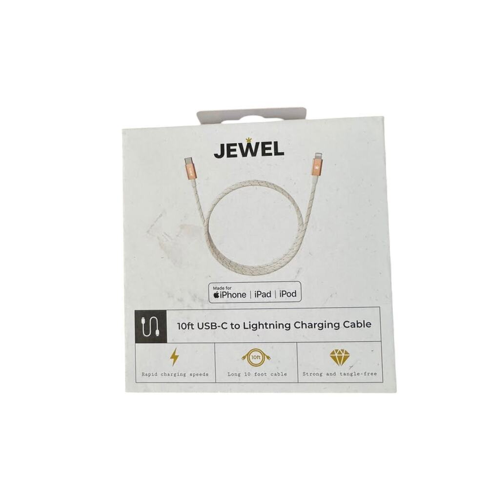 Jewel 10ft USB-C to Lightning Cable — Gold Braided Charger